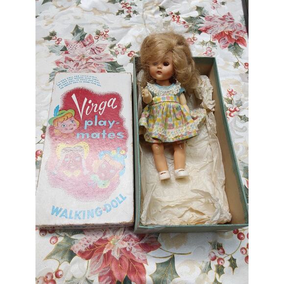 1950s Virga play mates walking doll in original clothes box  Polk a dot outfit - Picture 5 of 5